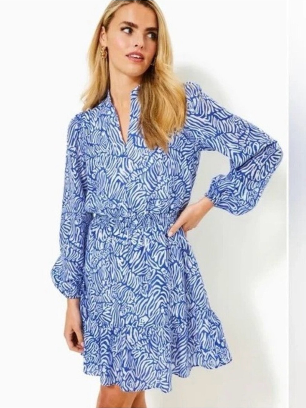 Lilly Pulitzer Axton Dress Women’s Size 4 Martinique Blue and White